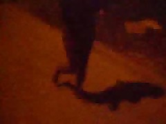 Hot ebony chick with great knockers takes a completely nude walk around her hood like it's no thing, some of these bitches are down right crazy.