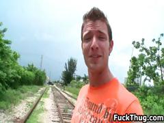 Black thug sucks white dude for cash part3