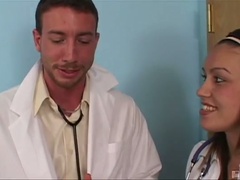 Hot blonde teen gets tits and pussy rubbed by doctor