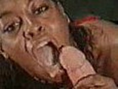 A Black Hotty Addicted To White Cock Cum....she plays with his cum in her mouth before swallow it what i slut