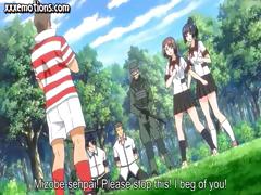 Busty, youthful Hentai girls get gang banged by the soccer team