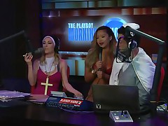 The hosts this day are wearing holy outfits. The blonde female host looks so hot dressed like a hot nun, and also the male host as a hot monk. Other bitch tells a story about her night out in the club and her experience with a man. They pledge her of her sins and splash her with water! Check it out.